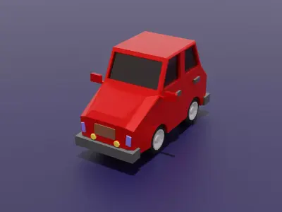 Free Low Poly Red Car 3D Model Game Ready Asset Free low-poly 3D model