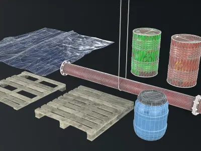 Industrial Props Pack Game Ready Low-poly 3D model purchase