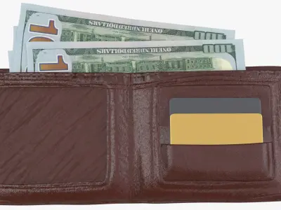 United States 100 dollar Wallet Money Purse Cash 3D model