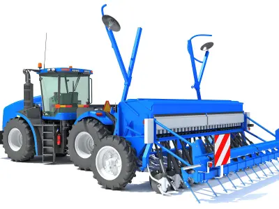 New Holland Tractor with Seed Drill 3D model