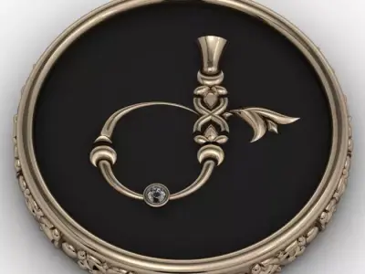 Brooche with armenian letter Ge 3D print model