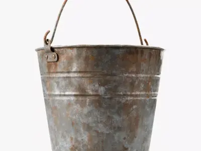   Dirty Rusty Metal Bucket Low-poly 3D model