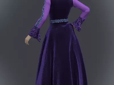 the blue velvet gown with sequance febric Texture