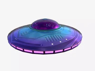 Alien Spaceship UFO B04 Purple Blue - Sci Fi Spacecraft Design Low-poly 3D model