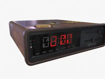 Digital Clock Radio Low-poly 3D model