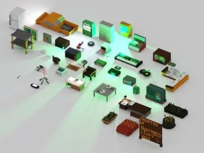 Abstract Lions Voxel Pack 1  Free low-poly 3D model
