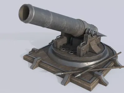 Fantasy cannon Low-poly 3D model