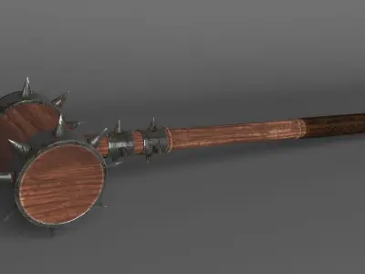 Medieval mace Low-poly 3D model 12