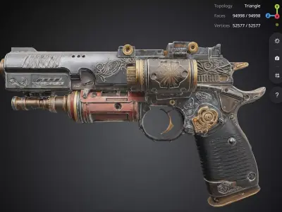 Steampunk Pistol 3D model