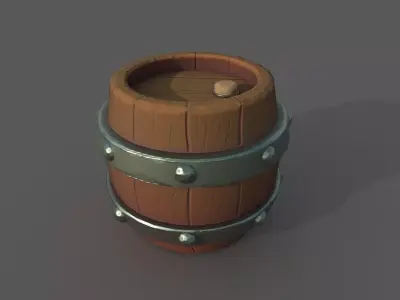 Stylized Barrel Low-poly 3D model shop