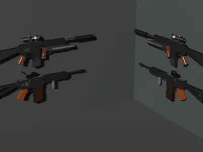 2 Low Poly Military Weapons Low-poly 3D model