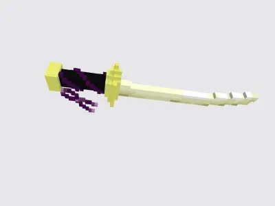 Voxel Purple Sword Low-poly 3D model