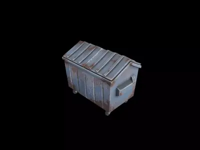 Low Poly Stylized Dark Industrial Dumpster Low-poly 3D model