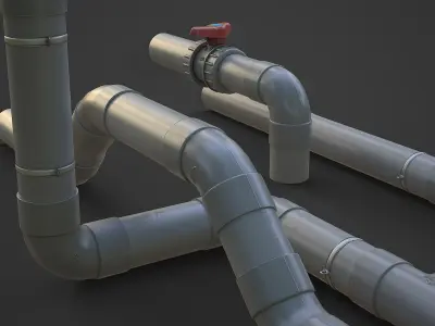 Modular Pipes Kit Low-poly 3D model
