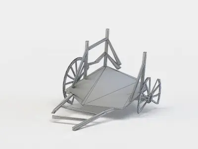 Damaged hay wagon Low-poly 3D model purchase