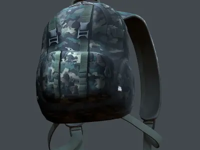 Backpack military combat Black baggage Low-poly  Low-poly 3D model 2