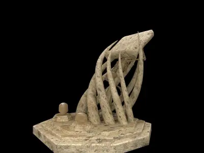 Tentacles Skeleton Desk Low-poly 3D model