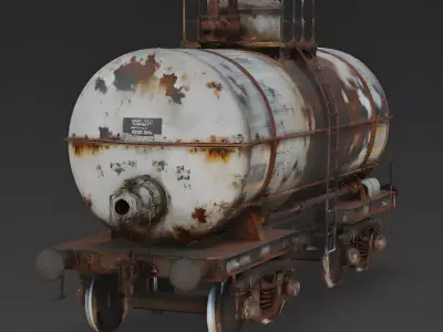 Realistic Full Rusted Oil Tanker Train Car 3D Model Low-poly 3D model