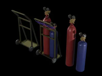 Gas Welding Set Low-poly 3D model