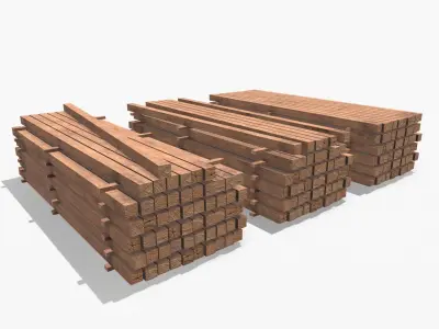 Wooden Beams Low-poly 3D model