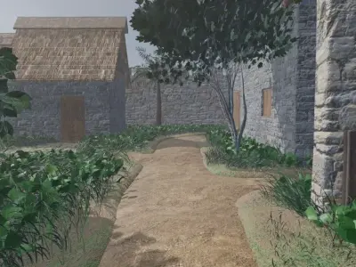 Walled Tropical Village 3D model