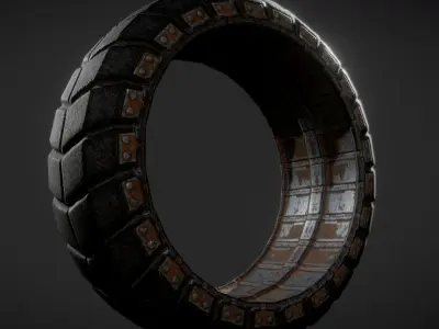 Futuristic Tire Rusty Version Low-poly 3D model