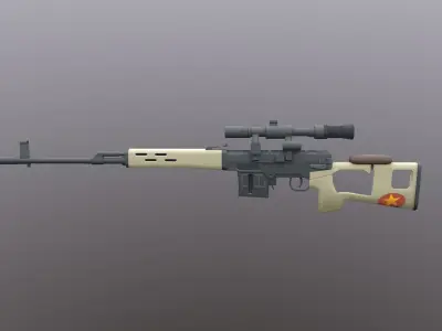 Dragunov SVD Low Poly Mobile Game Ready model Low-poly 3D model purchase