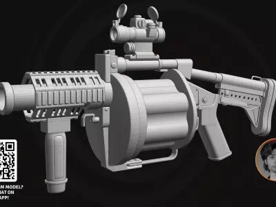 3D Model Milkor MGL - Tactical Rotary Grenade Launcher 3D model