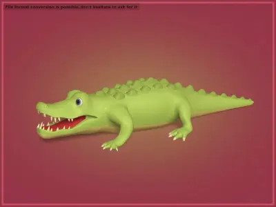 Cartoon Crocodile Low-poly 3D model