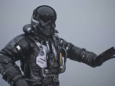 Sci-Fi Military Pilot Character PBR 3D model