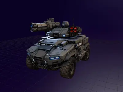 Sci Fi Armored Combat Vehicle with Heavy Laser Turret 3D print model