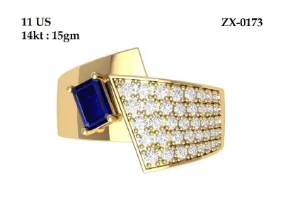 Emerald ArtDeco  Ring 3D print model