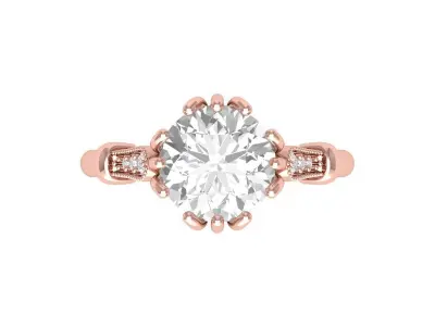 Solitaire Engagement Ring 3D print model 41