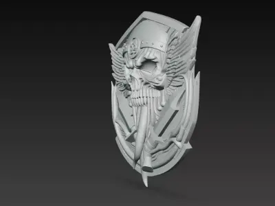 Tactical Skull Winged Knife Emblem Military Badge 3D Model 3D print model