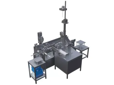 Assembly machine for installing plugs on pipe parts 3D model