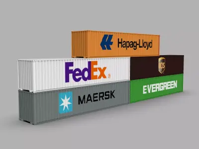 Shipping Container Pack Industrial Cargo Containers Low-poly 3D model