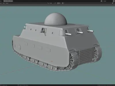 FIAT2000 TANK BASE MESH Low-poly 3D model
