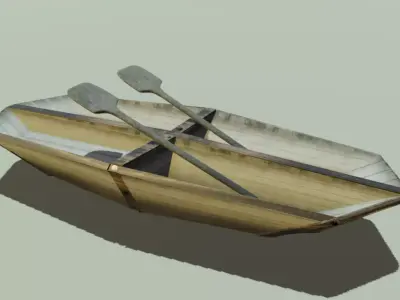Lowpoly wooden boat Low-poly 3D model
