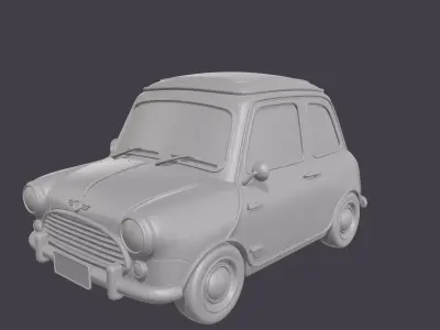 Retro Compact Car R2 Low-poly 3D model