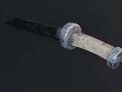 Medieval Knife Game Ready Low Poly 3D Model  Low-poly 3D model