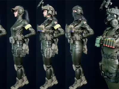 Military-Soldier-Female-AAA Low-poly 3D model