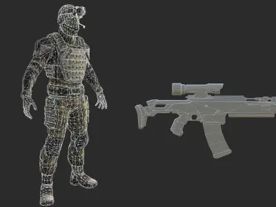 Tactical  Soldier Full Animation Low-poly 3D model