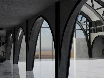 Warehouse Hangar Interiror Low-poly 3D model