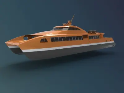 Ferry Roro Ship Catamaran Hull Low-poly 3D model