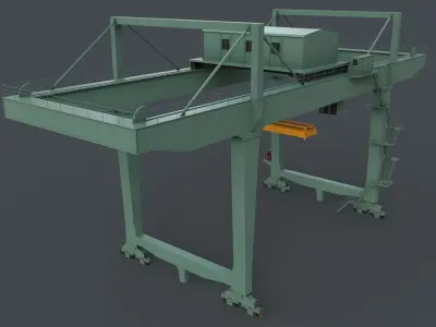 PBR Rail Mounted Gantry Crane RMG V2 - Green Light Low-poly 3D model