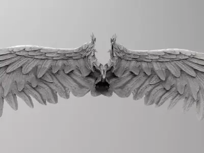 Angel wings Stylized Wide with UVs 3D model