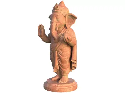 Lord Ganesha  Statue Clay Low-poly 3D model