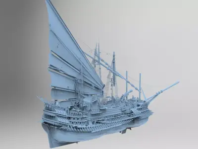 Great Khan Ocean sailor ship Low-poly 3D model