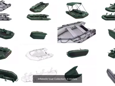 Inflatable boat Collection 3D Model Pack