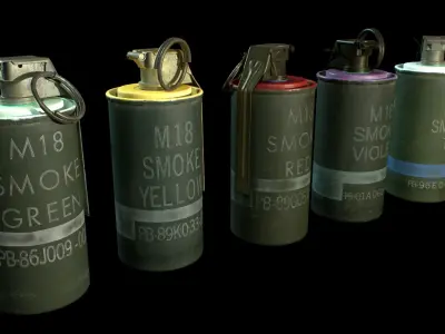 M18 and M83 Smoke Grenades Low-poly 3D model